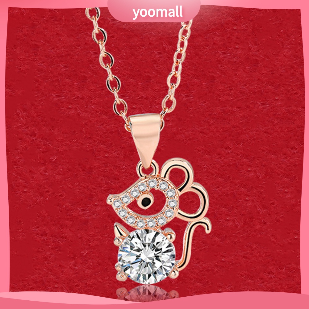 Vòng cổ Mặt Hình Chú Chuột Đính Đá Zircon Thời Trang Cho Nữ