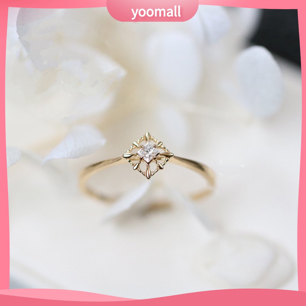 Nhẫn Đính Hôn Đính Đá Khối Lập Phương Phong Cách Vintage Dành Cho Nữ