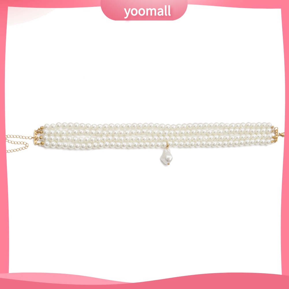 Vòng Cổ Choker Nhiều Lớp Đính Hạt Ngọc Trai Nhân Tạo Thanh Lịch Dành Cho Nữ