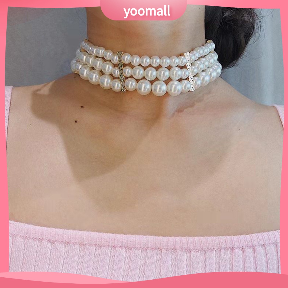 Vòng cổ Nhiều Lớp Đính Ngọc Trai Nhân Tạo Thời Trang Dành Cho Nữ