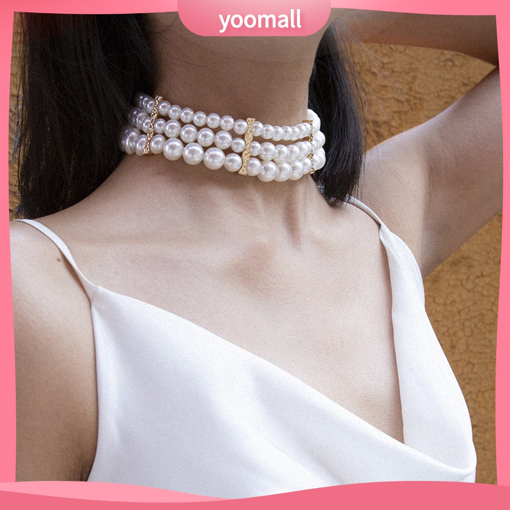 Vòng cổ Nhiều Lớp Đính Ngọc Trai Nhân Tạo Thời Trang Dành Cho Nữ
