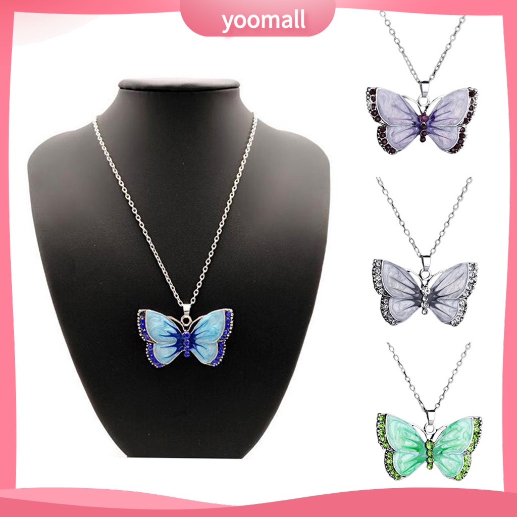 Vòng cổ Mặt Hình Bướm Đính Đá Phong Cách Retro Cho Nữ