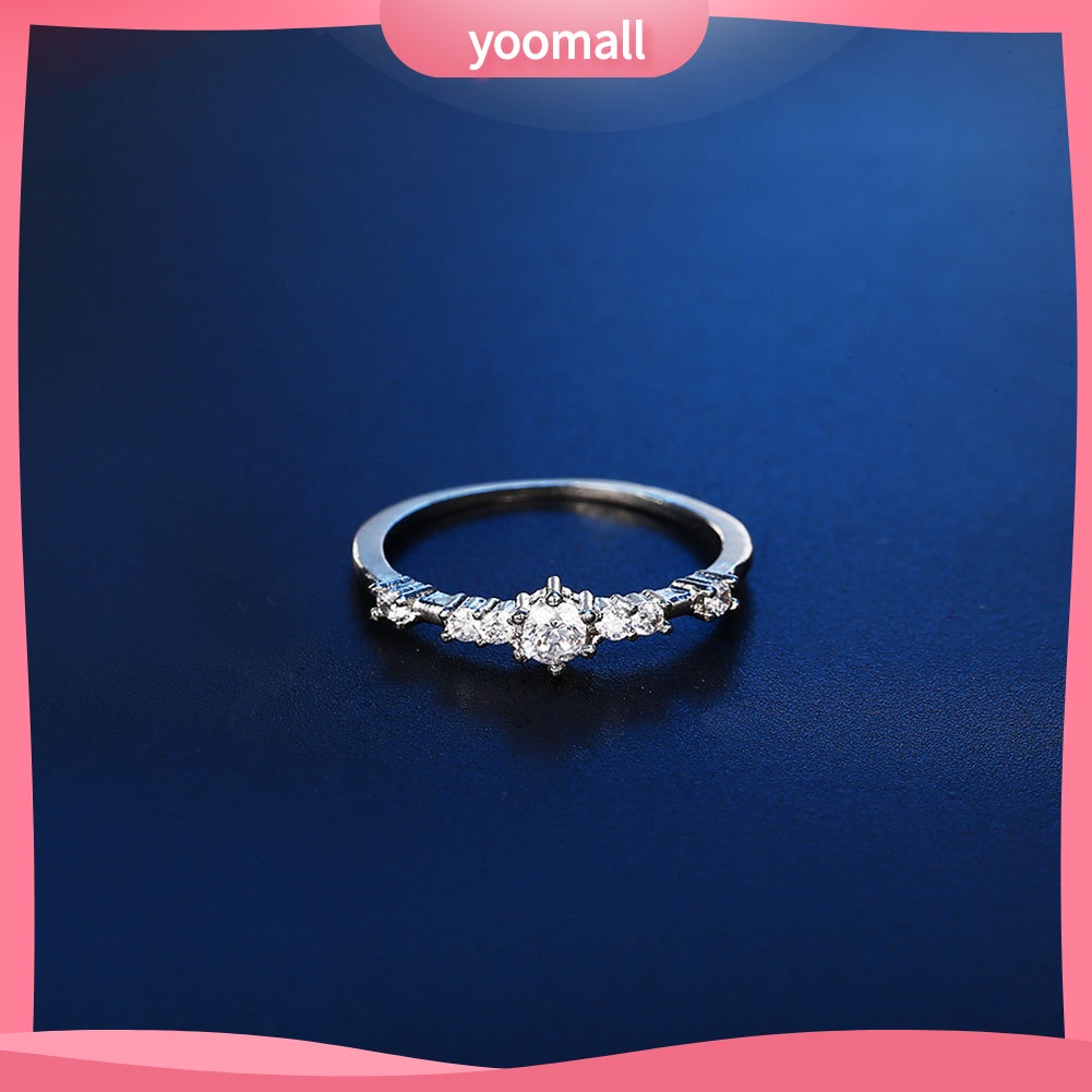 Nhẫn Đính Hôn Mỏng Đính Đá Thời Trang Dành Cho Nữ