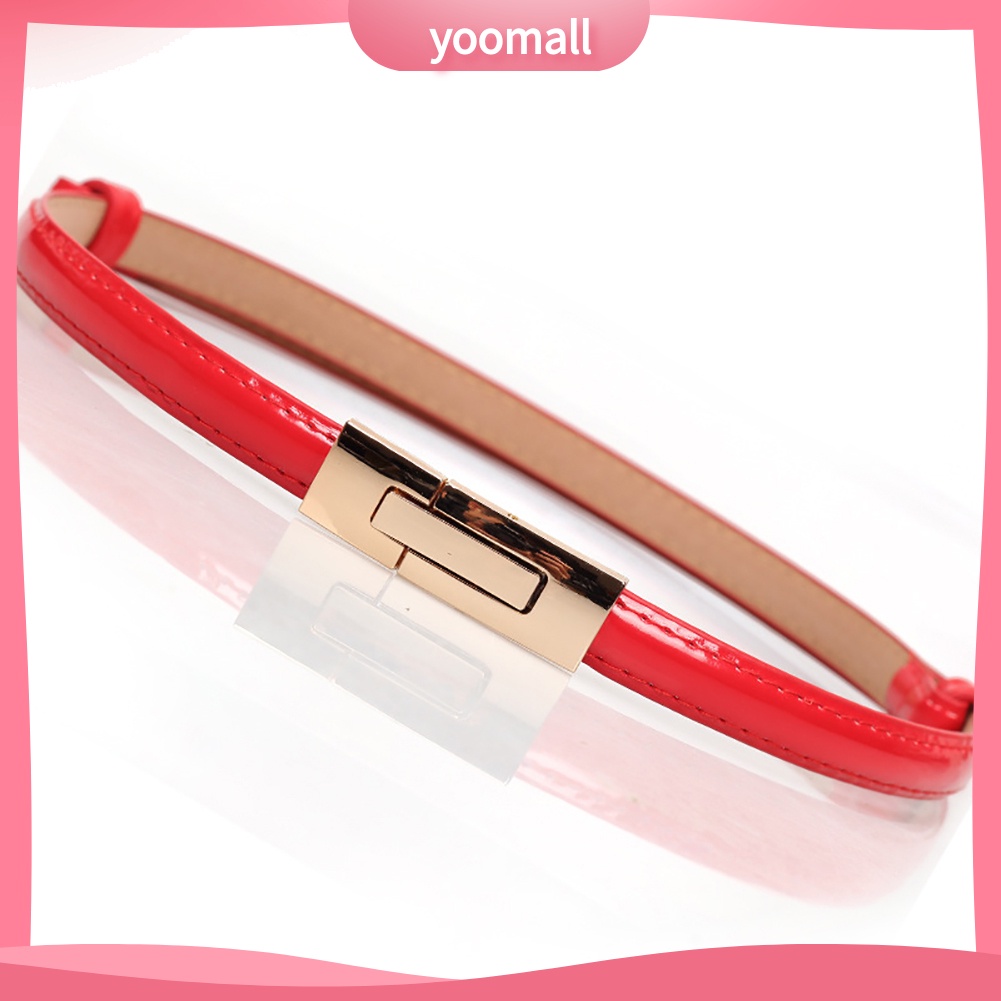 Thắt Lưng Nữ Giả Da Màu Trơn Khóa Kim Loại Thời Trang