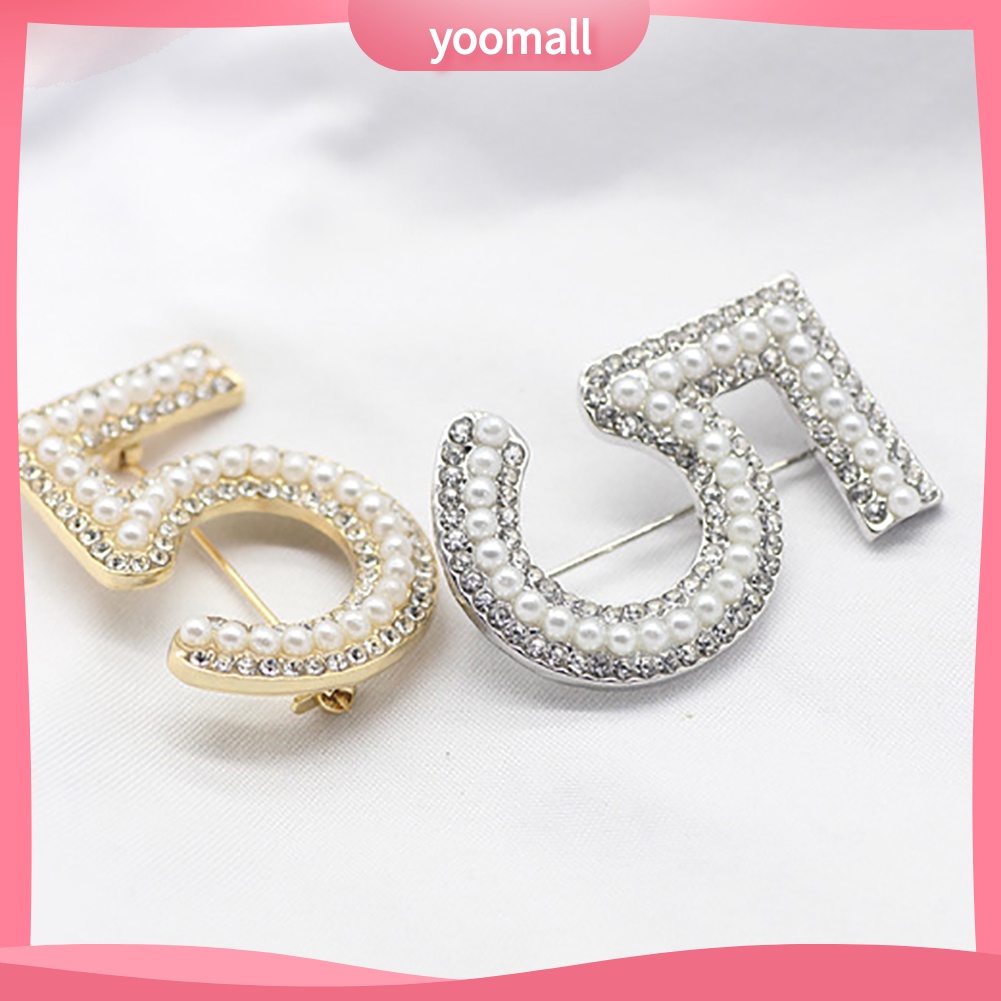 Ghim Cài Áo Đính 5 Viên Ngọc Trai Nhân Tạo Thời Trang Dành Cho Nữ