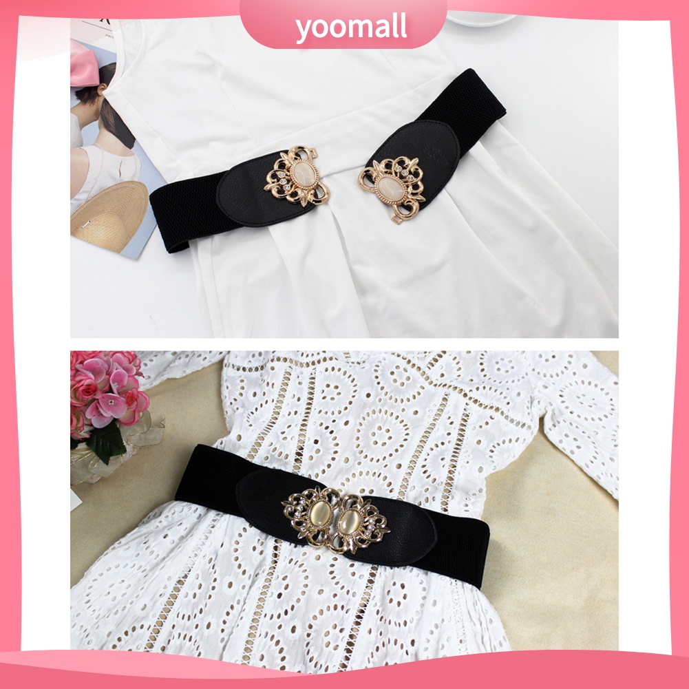 Thắt Lưng Đính Đá Opal Nhân Tạo Phối Khóa Kim Loại Thời Trang Cho Nữ