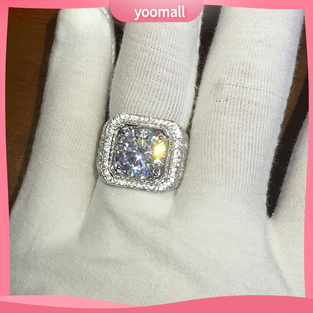 Nhẫn Bản Rộng Đính Đá Thời Trang Cho Nam