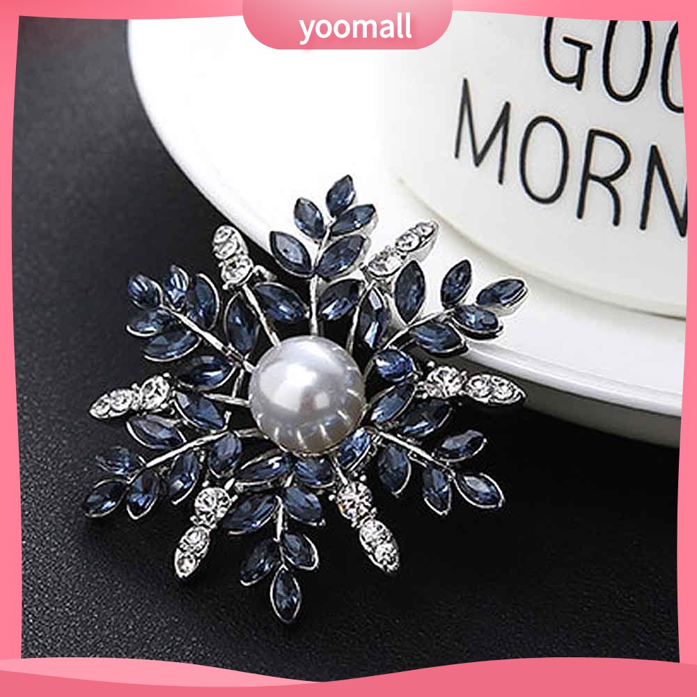 Ghim Cài Áo Hình Bông Tuyết Đính Ngọc Trai Nhân Tạo Thời Trang