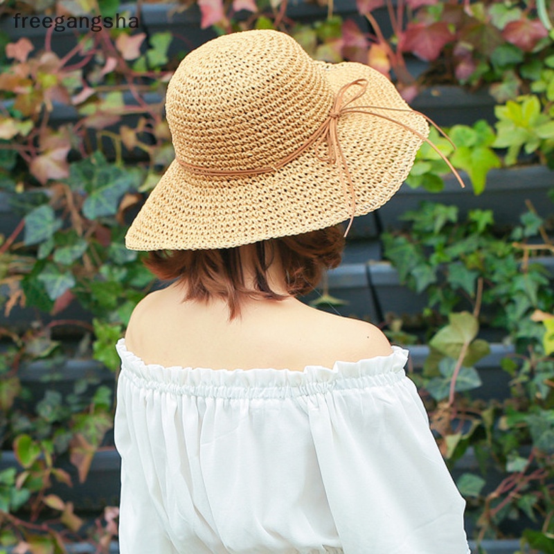 [FREG] Beach Hats Adults Female Cap Simple Women Straw Hats Summer Sun Hats Seaside Beach Hat Tide Summer Hats FDH