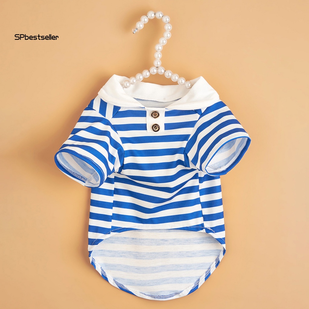 Áo Họa Tiết Sọc Mỏng Màu Xanh Navy Thoải Mái Thời Trang Mùa Hè Cho Thú Cưng