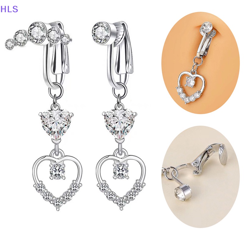 [HLS] Khuyên Rốn Đính Đá Zircon Hình Trái Tim Trang Sức Không Cần Xỏ Lỗ Dành Cho Nữ