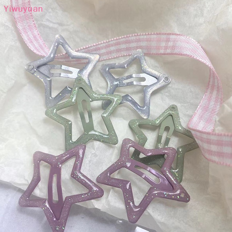 Bộ 2 Kẹp Tóc Kim Loại Hình Ngôi Sao Nhiều Màu Sắc Cho Nữ Y2K