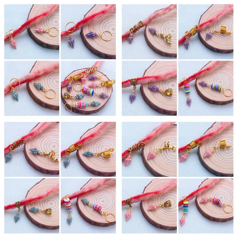 Bộ 2 Dây Buộc Tóc Hình Vỏ Sò Bằng Hợp Kim Phong Cách Hip Hop Dread Dreadlock