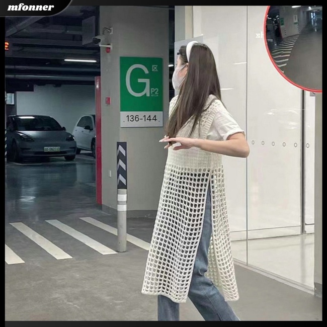 Đầm Dài Dệt Kim Sát Nách Cổ Tròn Màu Sắc Đơn Giản Cho Nữ