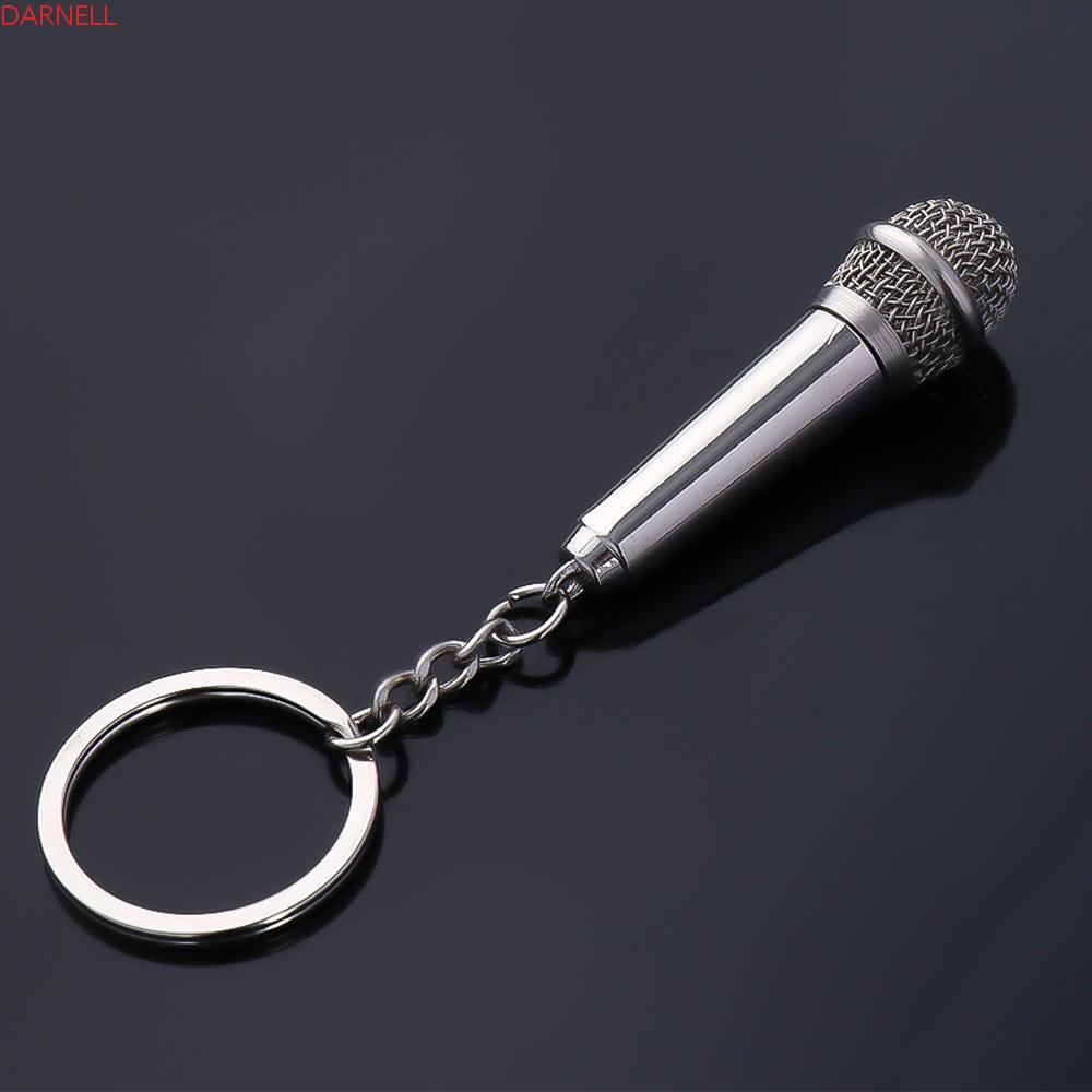 Móc Khóa Gắn Microphone Màu Bạc Thiết Kế Dễ Thương Dùng Làm Quà Tặng