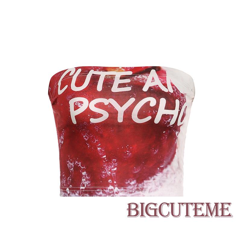 Áo Lửng Không Tay In Chữ Thời Trang Quyến Rũ Cho Nữ