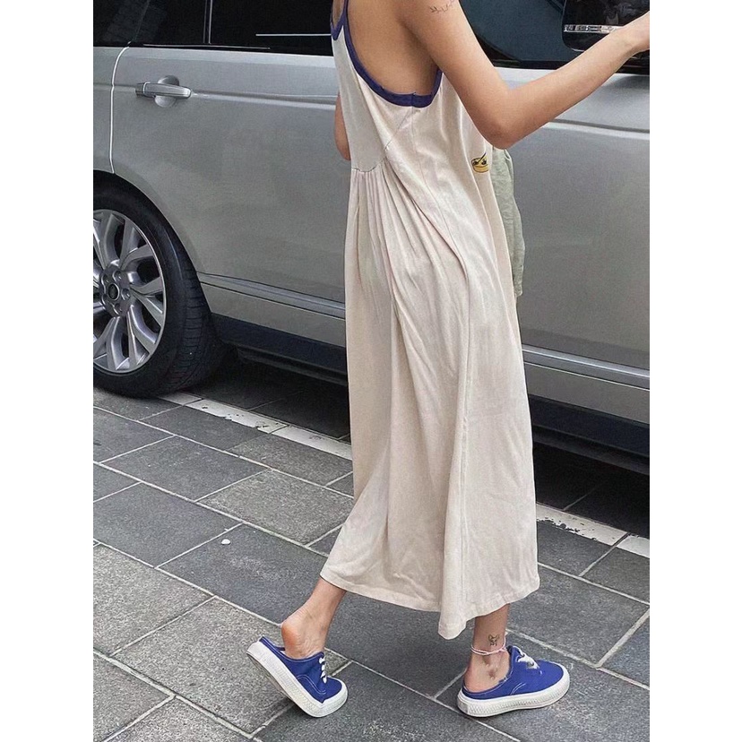 Đầm Hai Dây Dài Qua Gối In Họa Tiết Hoạt Hình Phong Cách Hàn Quốc Thời Trang Cho Nữ