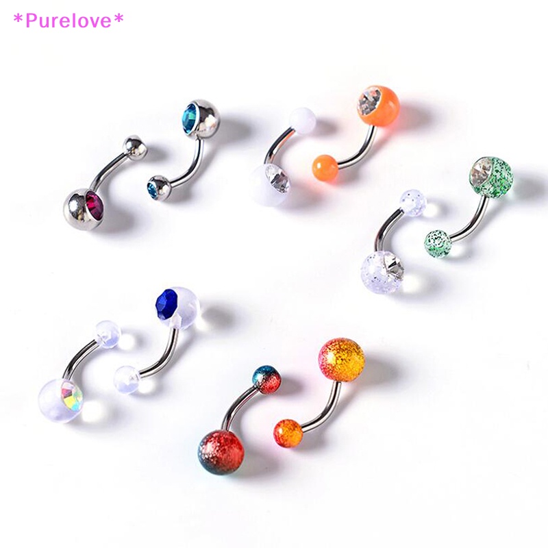 Set 10 Khuyên Rốn Đính Đá Pha Lê 14G Mới