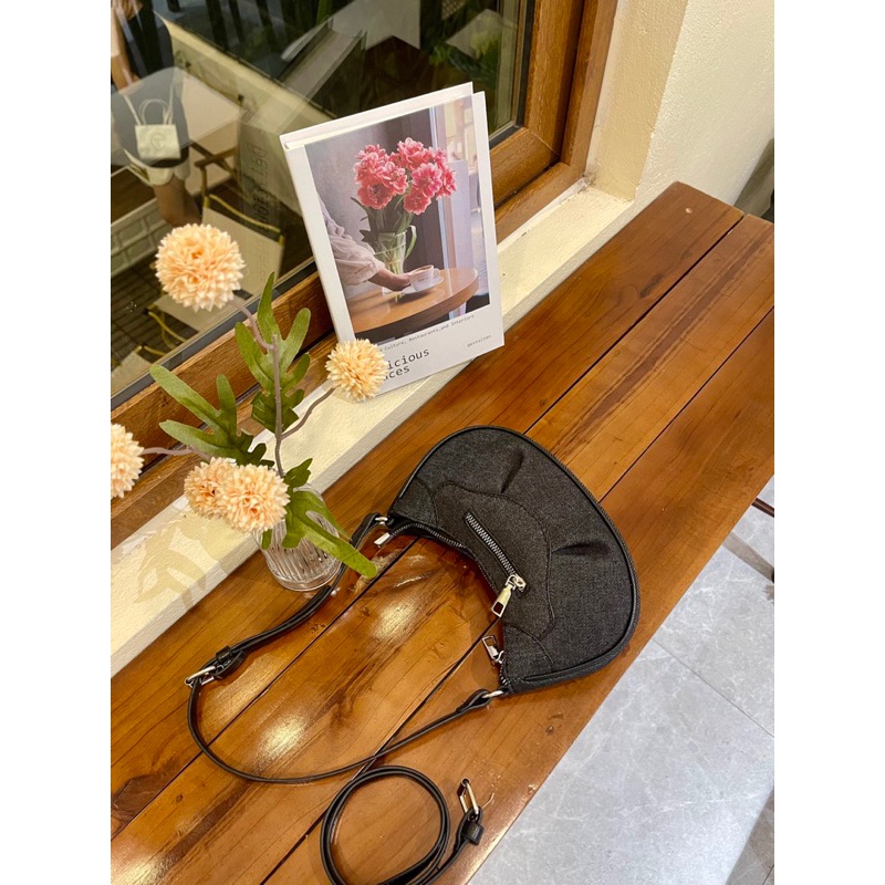 Túi xách nữ đeo chéo đeo vai nữ vải bò khoá kéo ngang thời trang hàn quốc