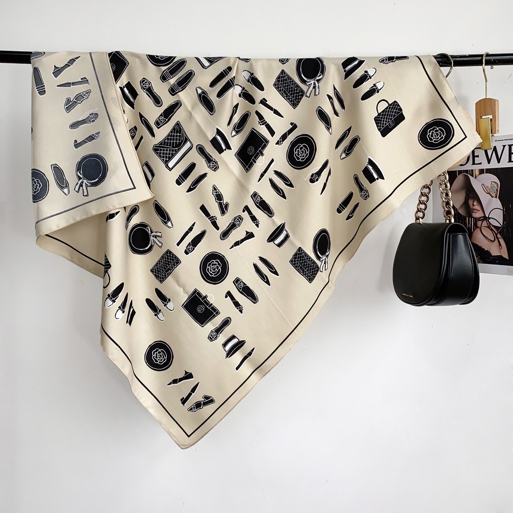 Xiaoxiang Khăn Quàng Cổ Vuông Bằng Lụa Chéo Hình Hoa Trà Màu Sắc Mơ Mộng Đơn Giản Đa Chức Năng Phong Cách Âu Mỹ Dành Cho Bạn Nữ