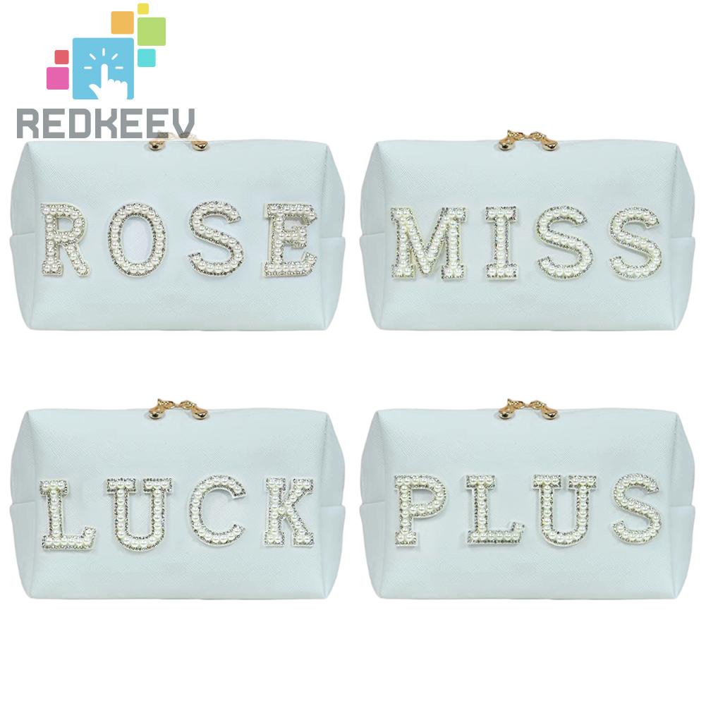 Túi Đựng Mỹ Phẩm Bằng Da PU In Chữ Nhỏ Gọn Tiện Dụng Mang Theo Du Lịch