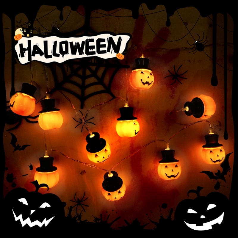 Dây Đèn LED 10 Bóng Dài 1.5M Hình Bí Ngô Dễ Thương Dùng Trang Trí Halloween