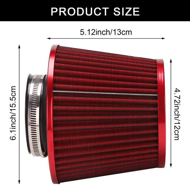 Bộ Lọc Không Khí Công Suất Cao Hình Nón Lưới Màu Đỏ Thông Dụng Cho Xe Hơi
