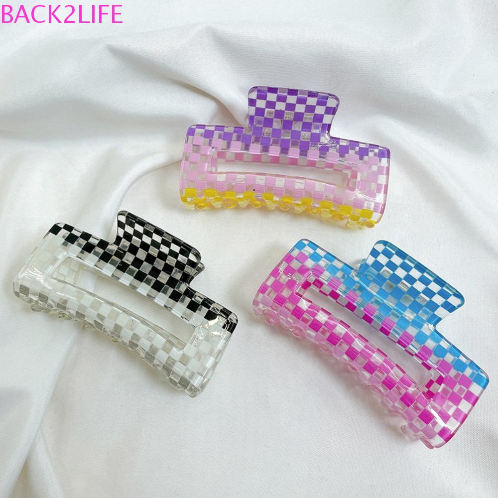 Kẹp Tóc Càng Cua Họa Tiết Hình Học / Kẻ Ô Khoét Rỗng Đơn Giản Thời Trang 2Lip