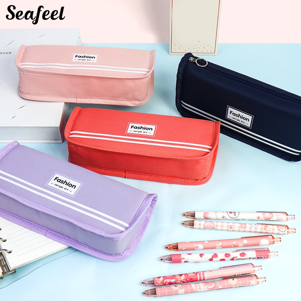 Túi Đựng Bút Bằng Vải Canvas Chống Nước Có Khóa Kéo Tiện Dụng