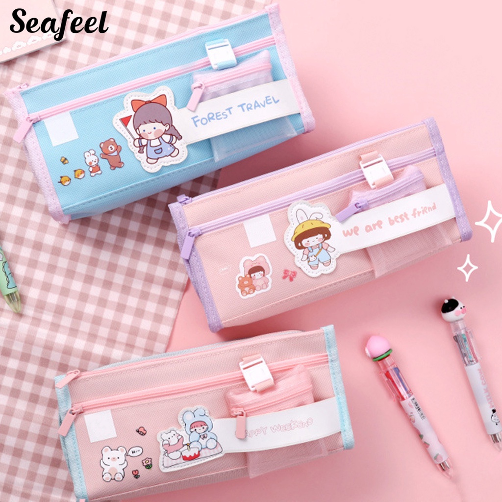 Túi Đựng Bút Họa Tiết Hoạt Hình Nhiều Kiểu Dáng Sức Chứa Lớn Chống Thấm Nước Có Thể Tháo Rời