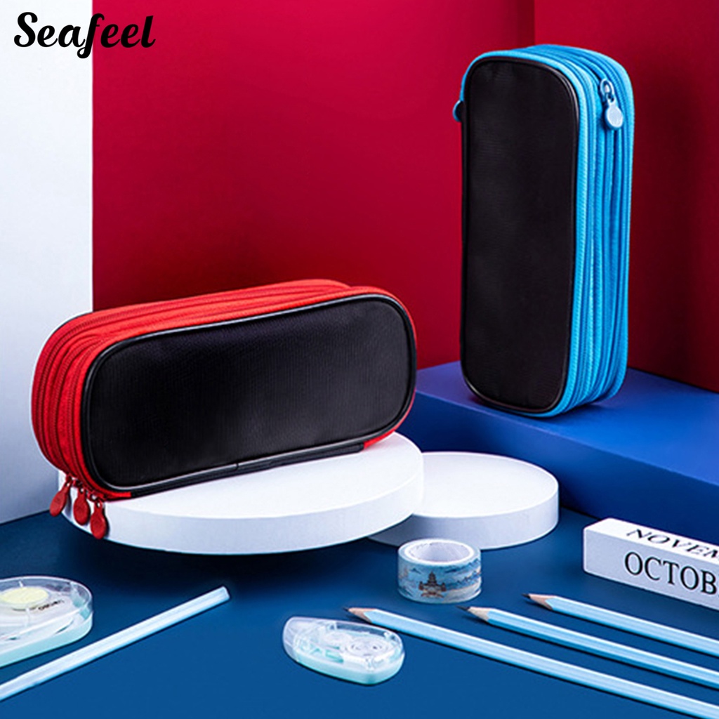 Túi Lưới Đựng Bút 3 Lớp Khóa Kéo Chống Biến Dạng Tiện Dụng