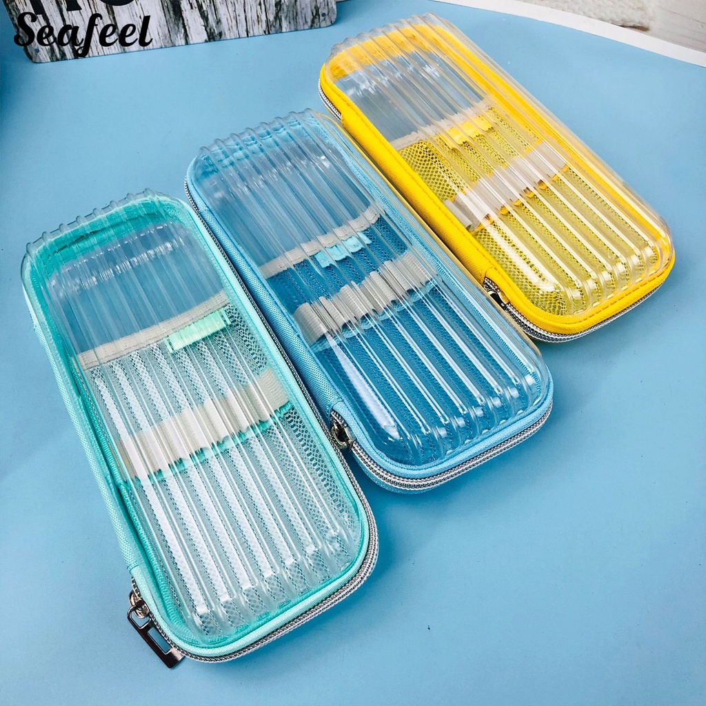 Túi Đựng Bút Vỏ Cứng Trong Suốt Sức Chứa Lớn Dành Cho Học Sinh