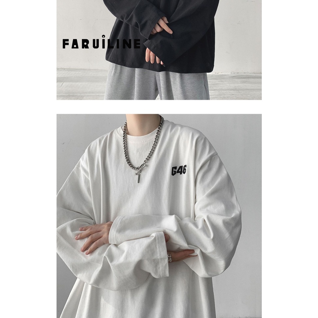 Áo Thun Trắng Faruiline Dài Tay Size Lớn Phong Cách Đường Phố Cho Nam HZFMC1243