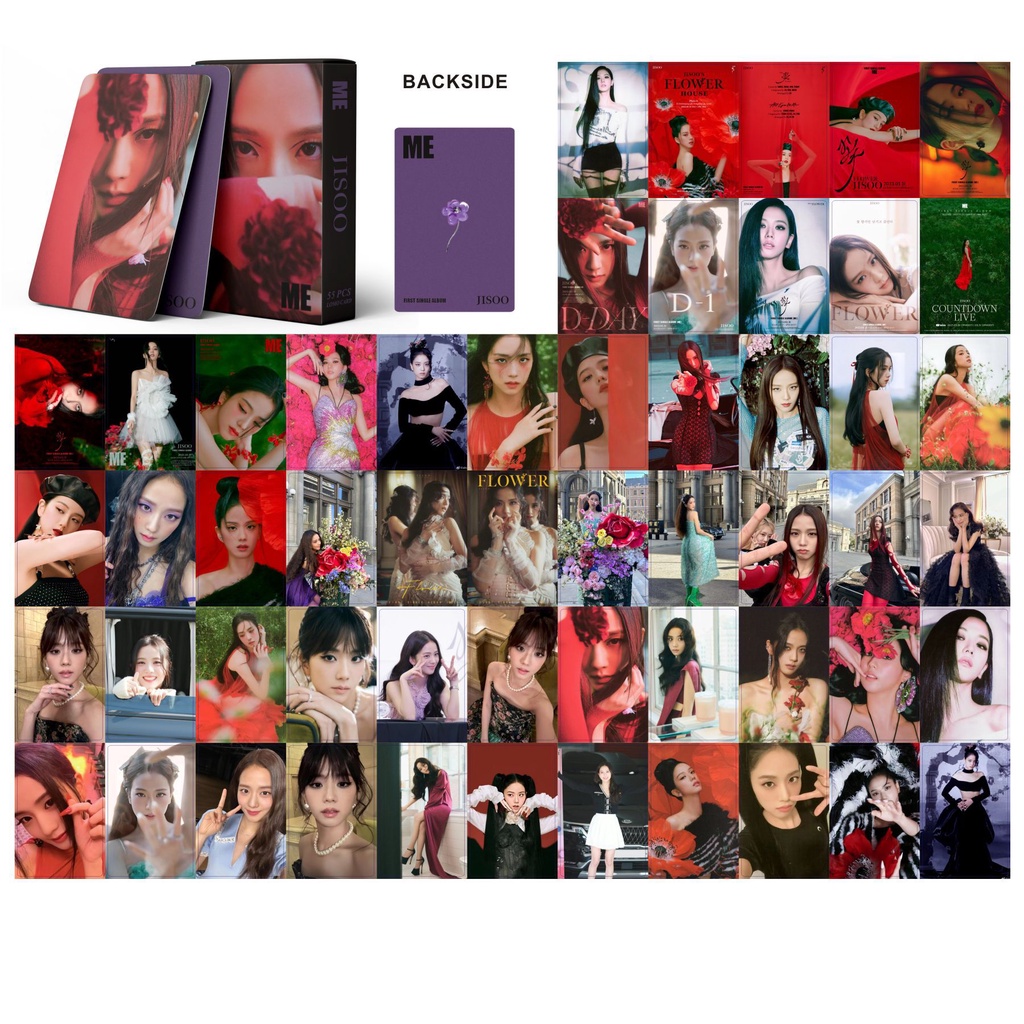 55pcs/box JISOO FLOWER ME Photocards BLACK-PINK SOLO SINGLE Album Lomo Cards Black Pink Kpop Postcards New Arrivals