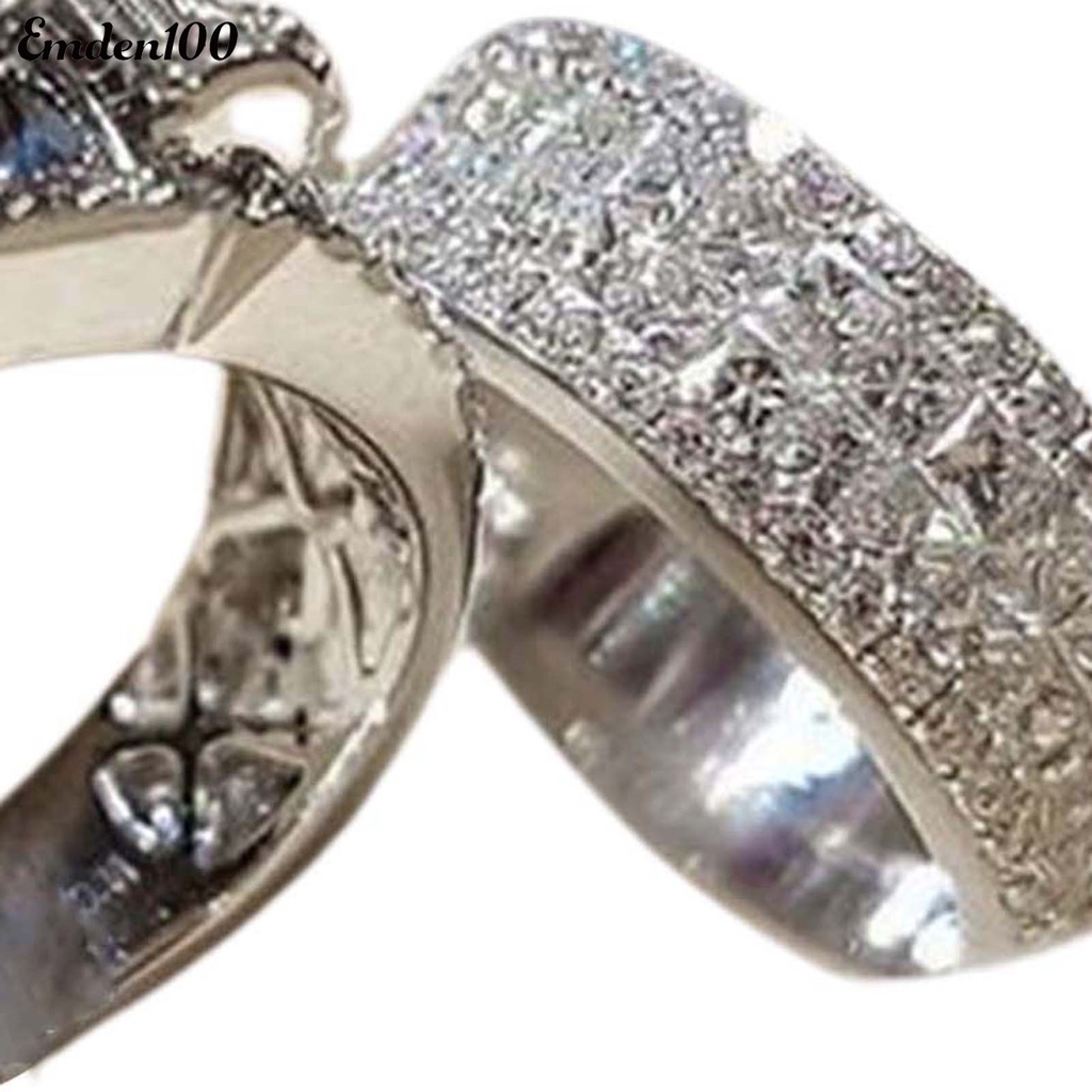 Bộ 2 Nhẫn Cặp Đính Đá Thời Trang Bằng Hợp Kim