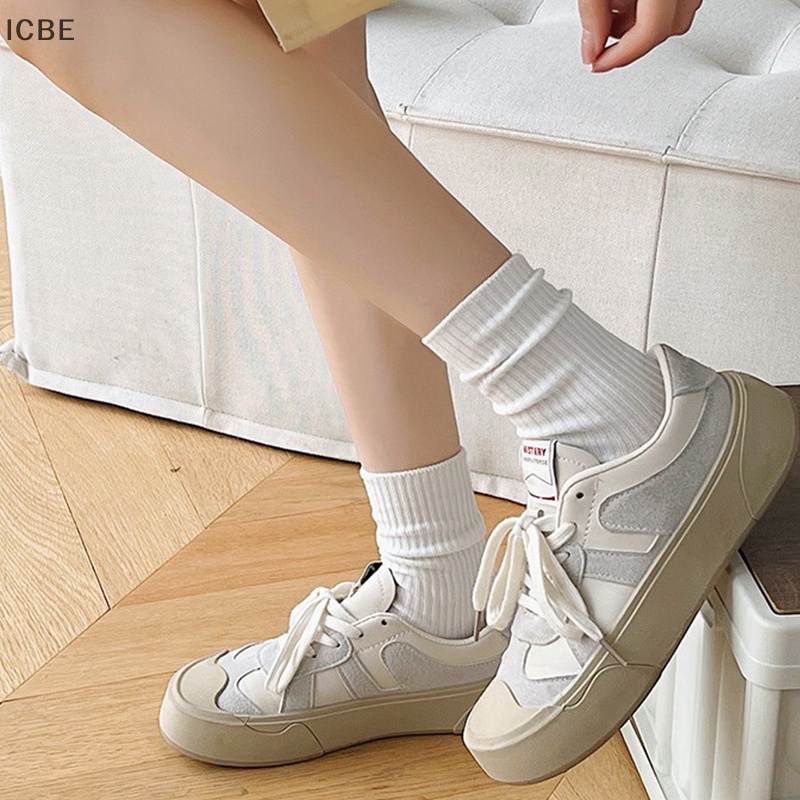 1 Đôi Vớ Cotton Thoáng Khí Màu Trơn Phong Cách Nhật Bản Cho Nữ