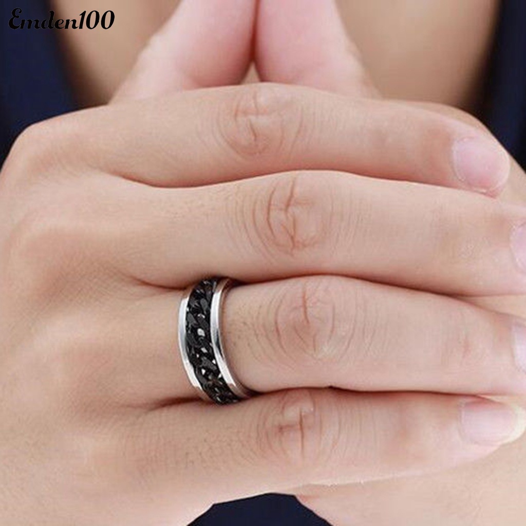 Nhẫn Đeo Tay Dạng Dây Xích Bằng Thép Không Gỉ Cho Nam