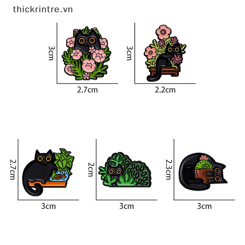 Ghim Cài Áo Hình Mèo Và Cây Xanh Bằng Hợp Kim Tráng Men Dễ Thương
