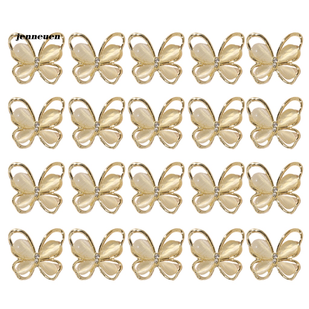 Set 20 Phụ Kiện Trang Trí Móng Tay Hình Bướm Nhiều Màu Sắc DIY