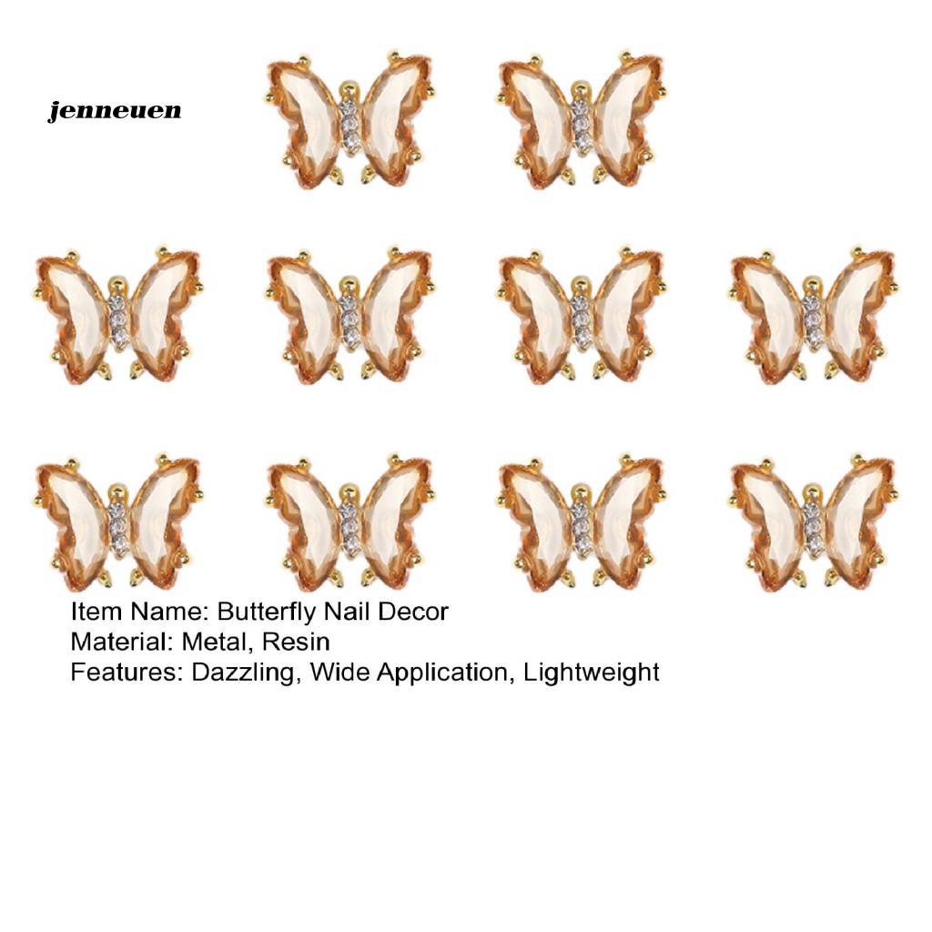 Set 10 Bươm Bướm Nhiều Màu Sắc Lấp Lánh Dùng Trang Trí Móng Tay