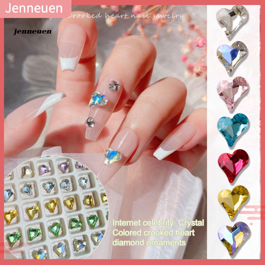 Set 50 Phụ Kiện Trang Trí Móng Tay 3D Nhiều Màu Sắc Hình Trái Tim