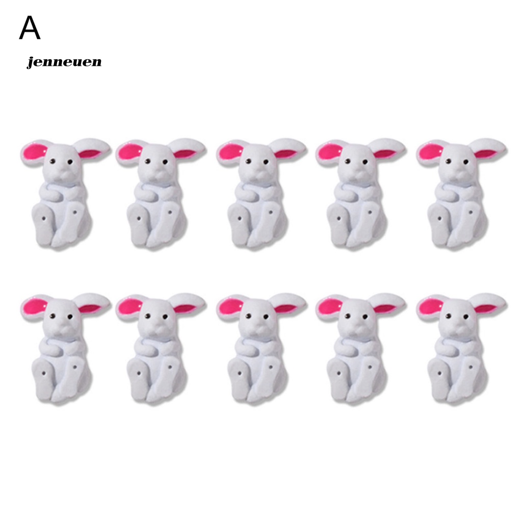 Set 10 Phụ Kiện Trang Trí Móng Tay Hình Thỏ Dễ Thương Siêu Nhẹ