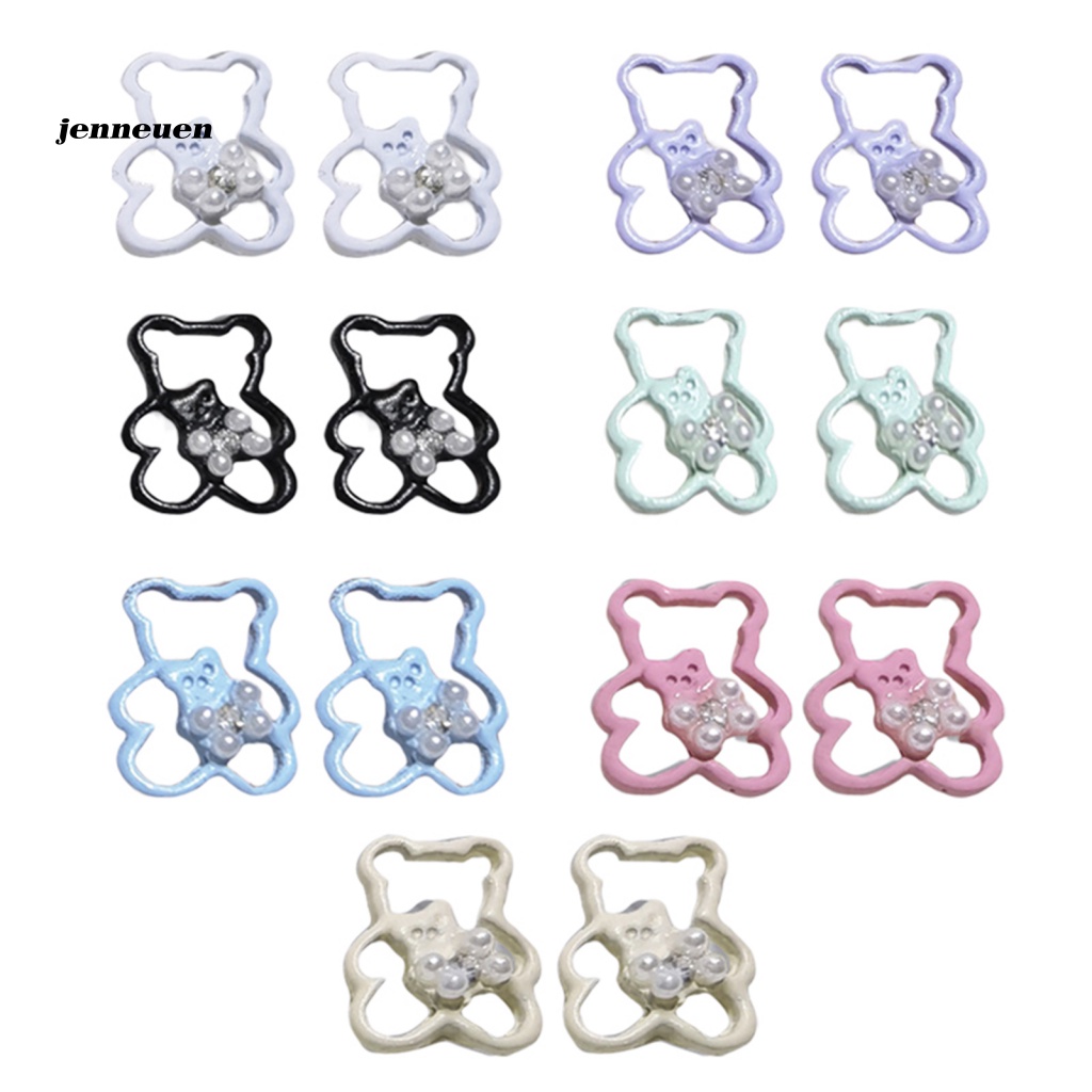 Bộ 2 Phụ Kiện Trang Trí Móng Tay Hình Gấu Hoạt Hình Nhiều Màu Edge