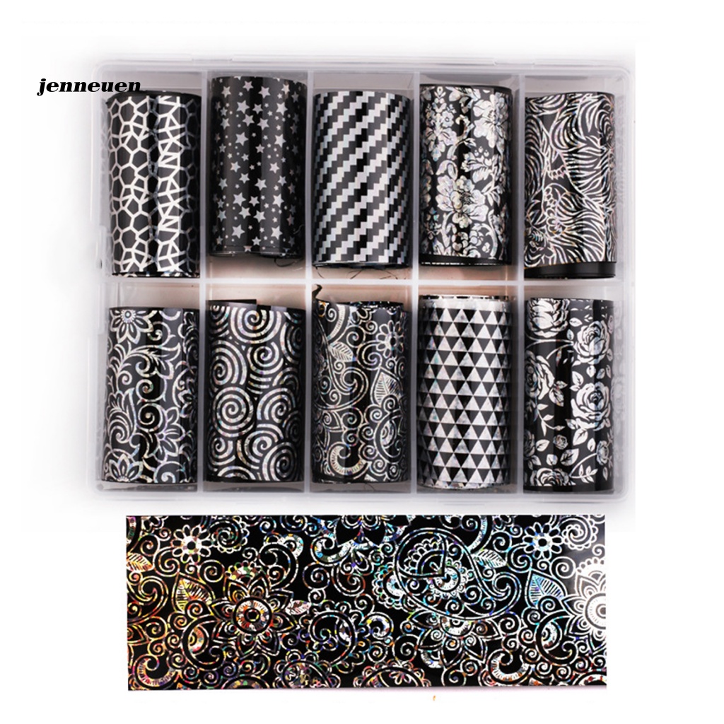 Hộp 10 Miếng Dán Trang Trí Móng Tay Nghệ Thuật Mịn Màng Không Phai Màu