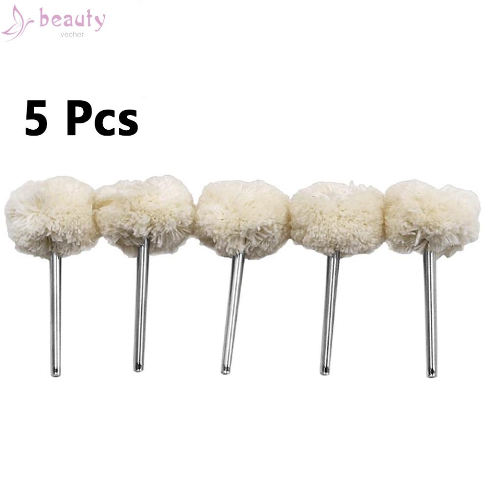 Bánh Xe Đánh Bóng Bằng Len Màu Trắng &amp; Bạc Với Tay Cầm Kim Loại 3mm