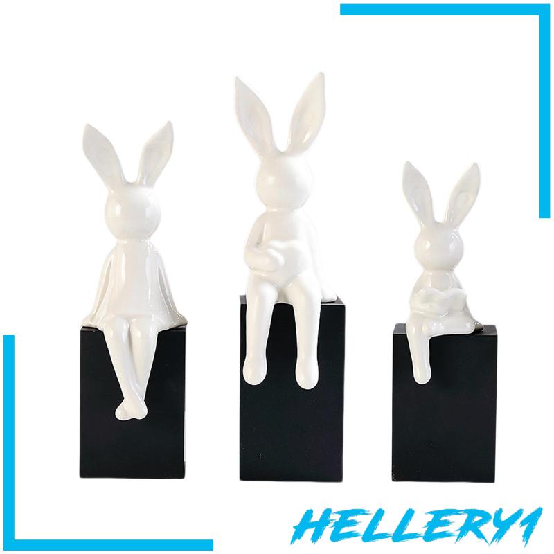 Set 3 Tượng Gia Đình Thỏ Bunny Trang Trí Trong Nhà