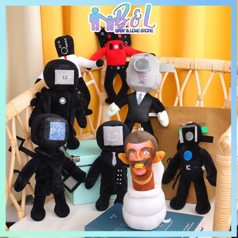 Đồ Chơi Búp Bê Nhồi Bông Hình Skibidi Kinh Dị Camara Titan TV Quà Tặng Halloween Cho Trẻ Em 27cm