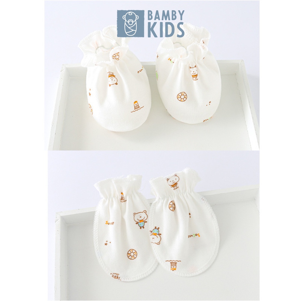 Combo 5 món mũ bao tay, bao chân cotton mềm mại cho bé sơ sinh