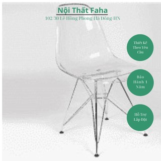 Ghế Eames trong suốt chân mạ - Ghế Cafe - Ghế Ăn - Ghế Nhà Hàng - Ghế Trà Sũa - Ghế Khách Sạn - Ghế Caf - Nội Thất Faha