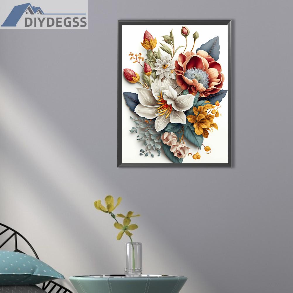 Tranh Đính Đá Kim Cương Toàn Bộ 5D DIY Hình Vẽ Hoa Trang Trí Nhà Cửa